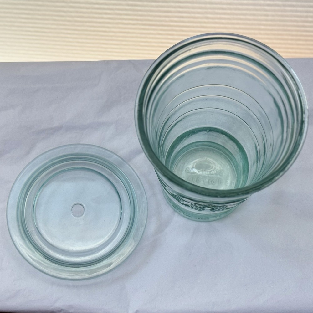 Starbucks Embossed Recycled Glass Cold Cup Tumbler Glass Lid Green Siren Logo - Picture 7 of 12